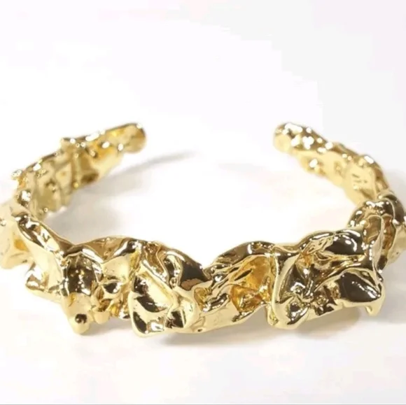Amber Sceats/Anthropologie Emery Cuff Bracelet 24K Gold Plated - Picture 3 of 7